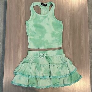 Global Love (Flowers by Zoe) Mint Green Tie Dye Tank and Skirt Set
